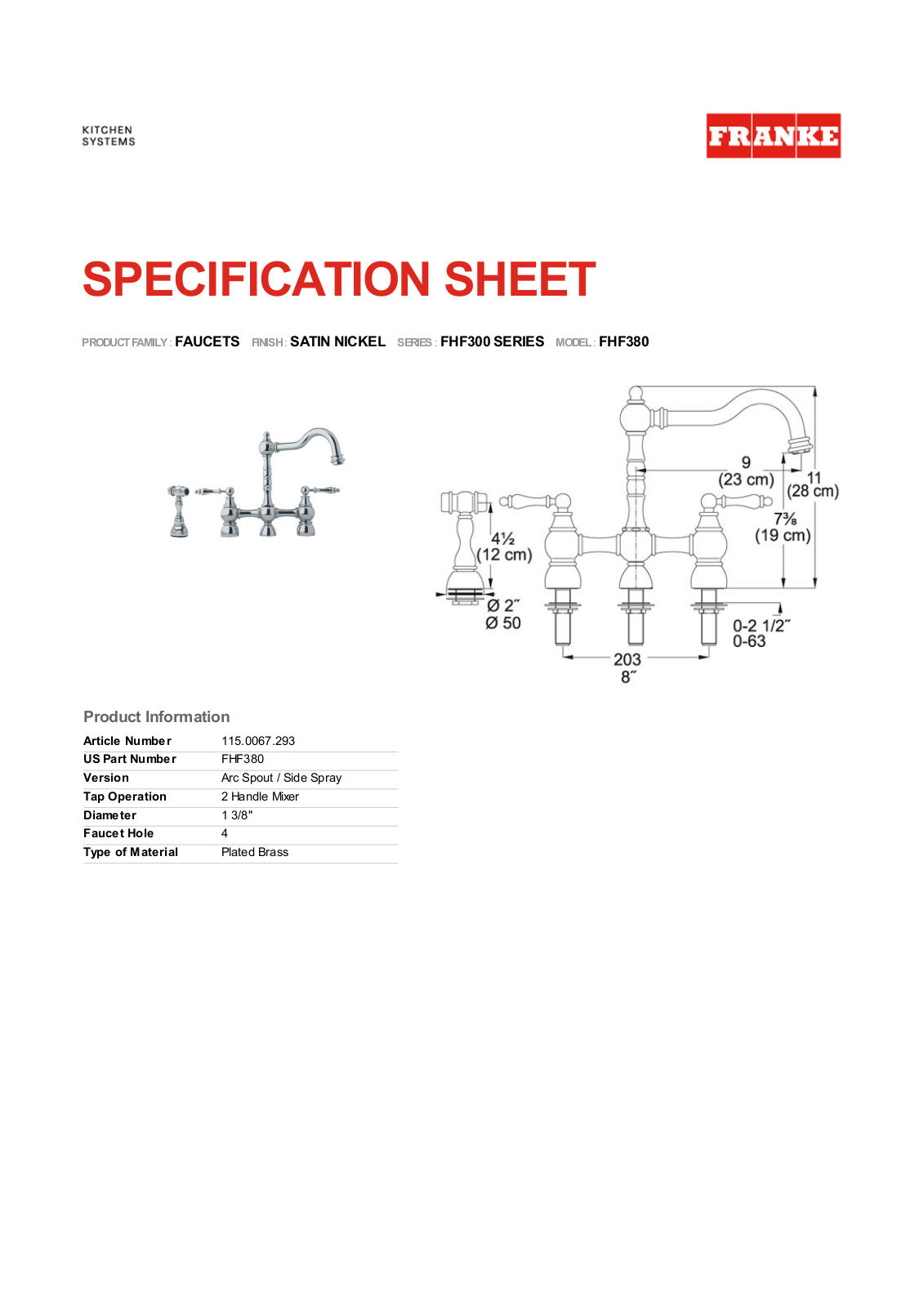 Franke Foodservice FHF380 User Manual