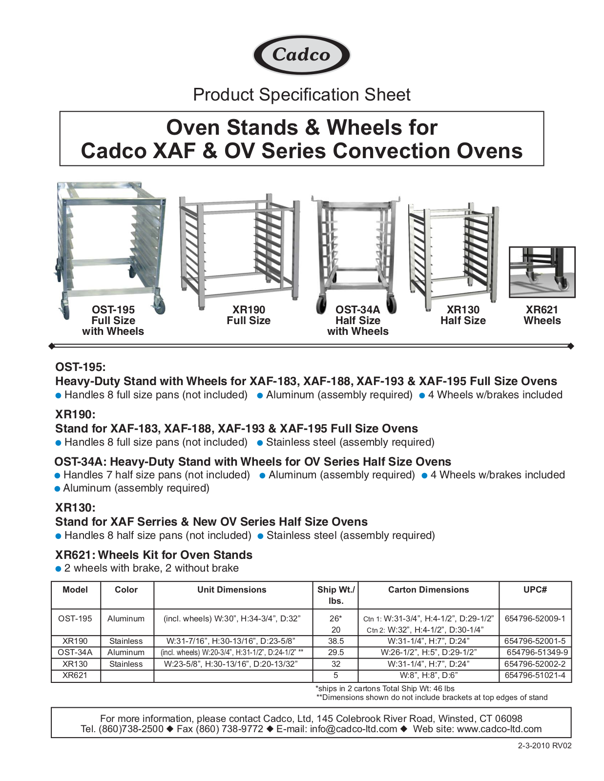 Cadco OST-195, XR130 User Manual