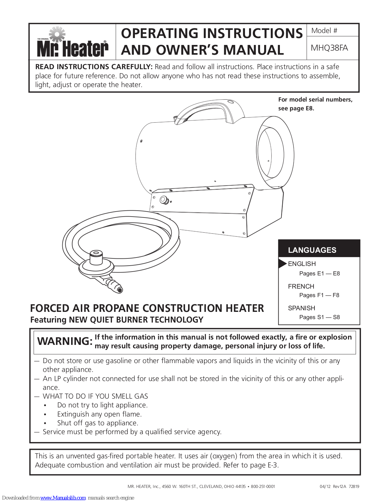 Mr. Heater MHQ38FA, MH35FA Owner's Manual