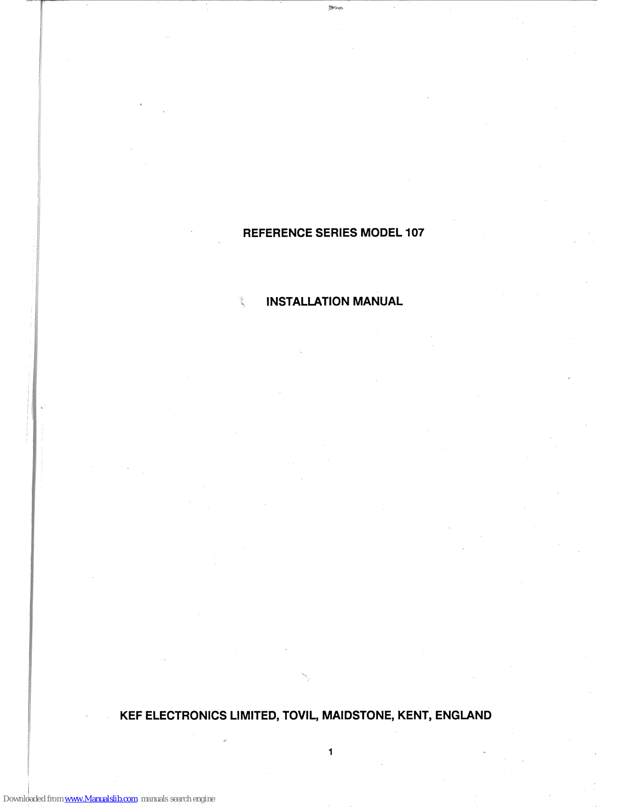 KEF 107 Installation Manual - ManualMachine.com
