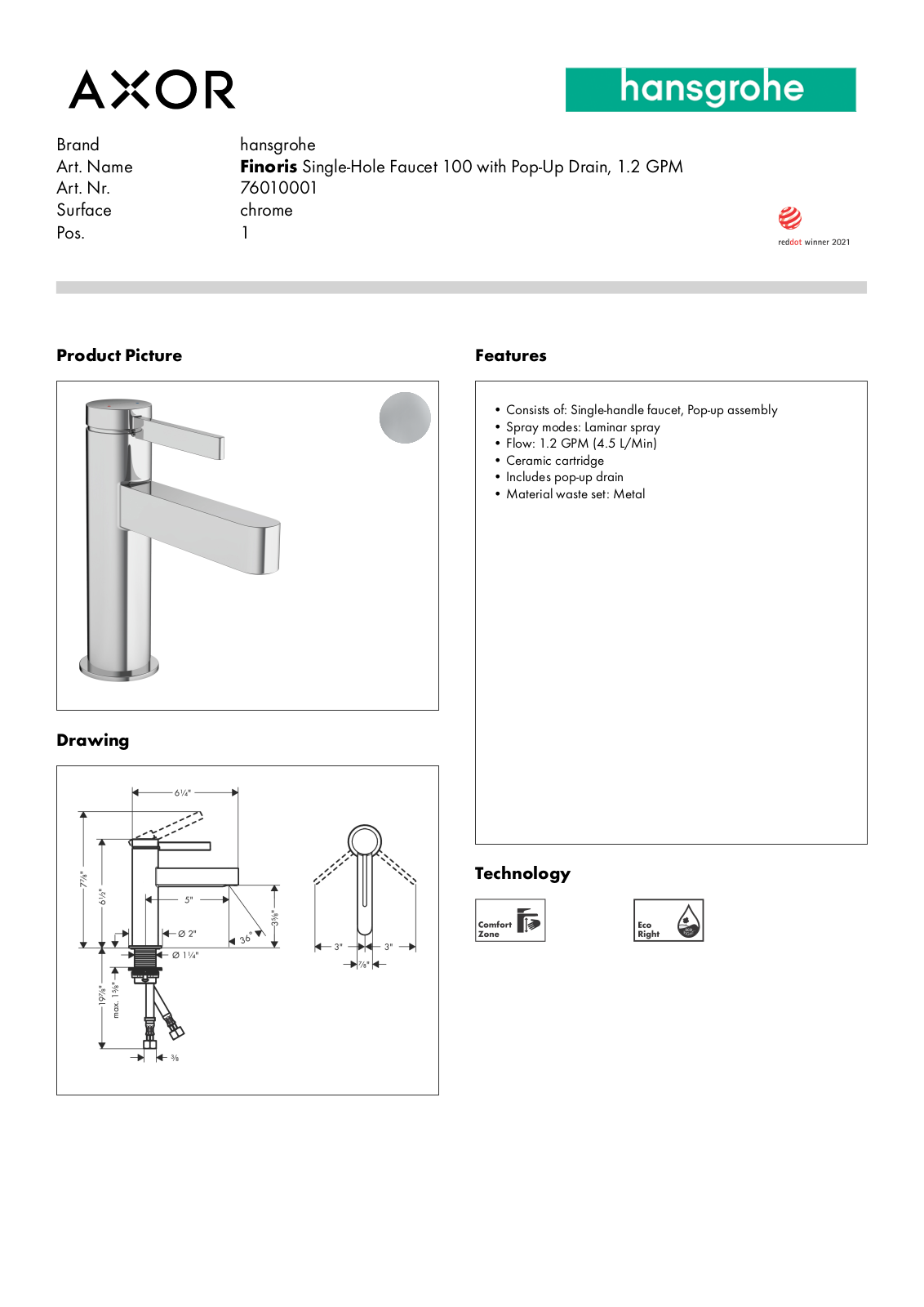 Hansgrohe GCDC1960 Specifications - ManualMachine.com