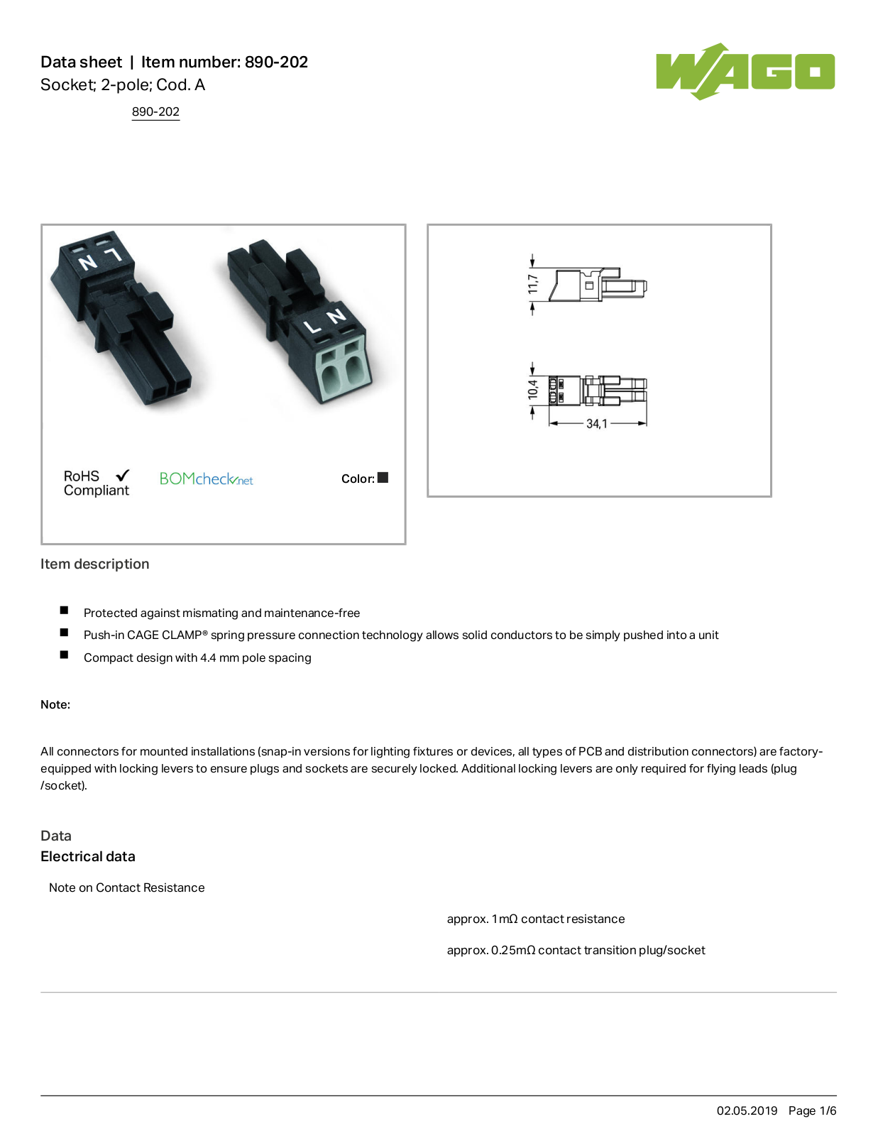 Wago 890-202 Data Sheet