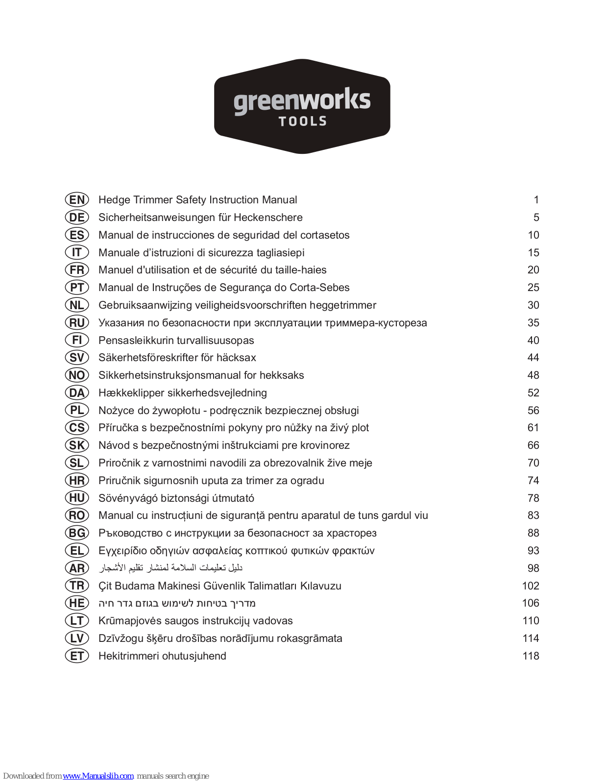 GreenWorks Tools 2200907 Safety & Instruction Manual