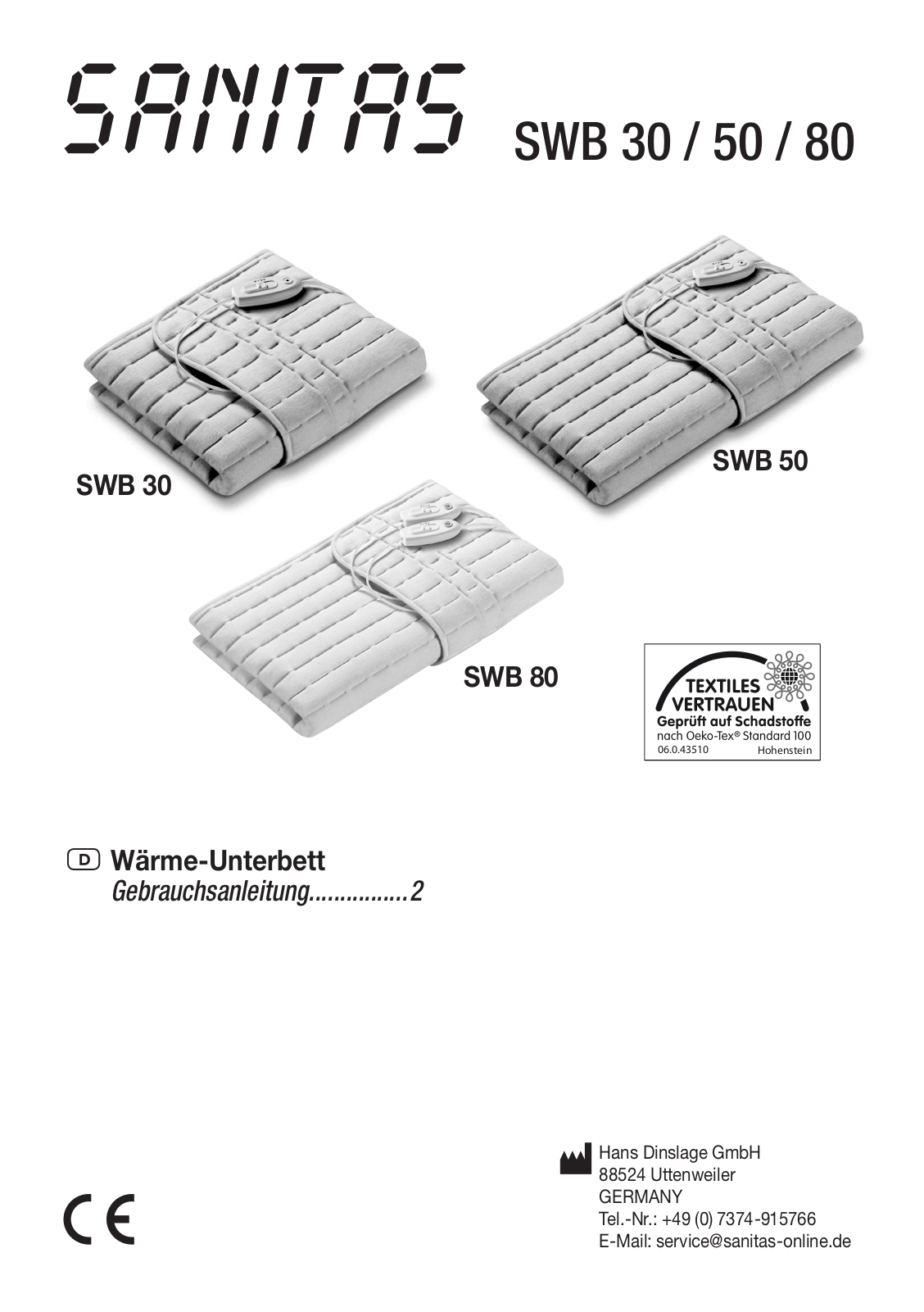 Sanitas SWB 30, SWB 80, SWB 50 User guide