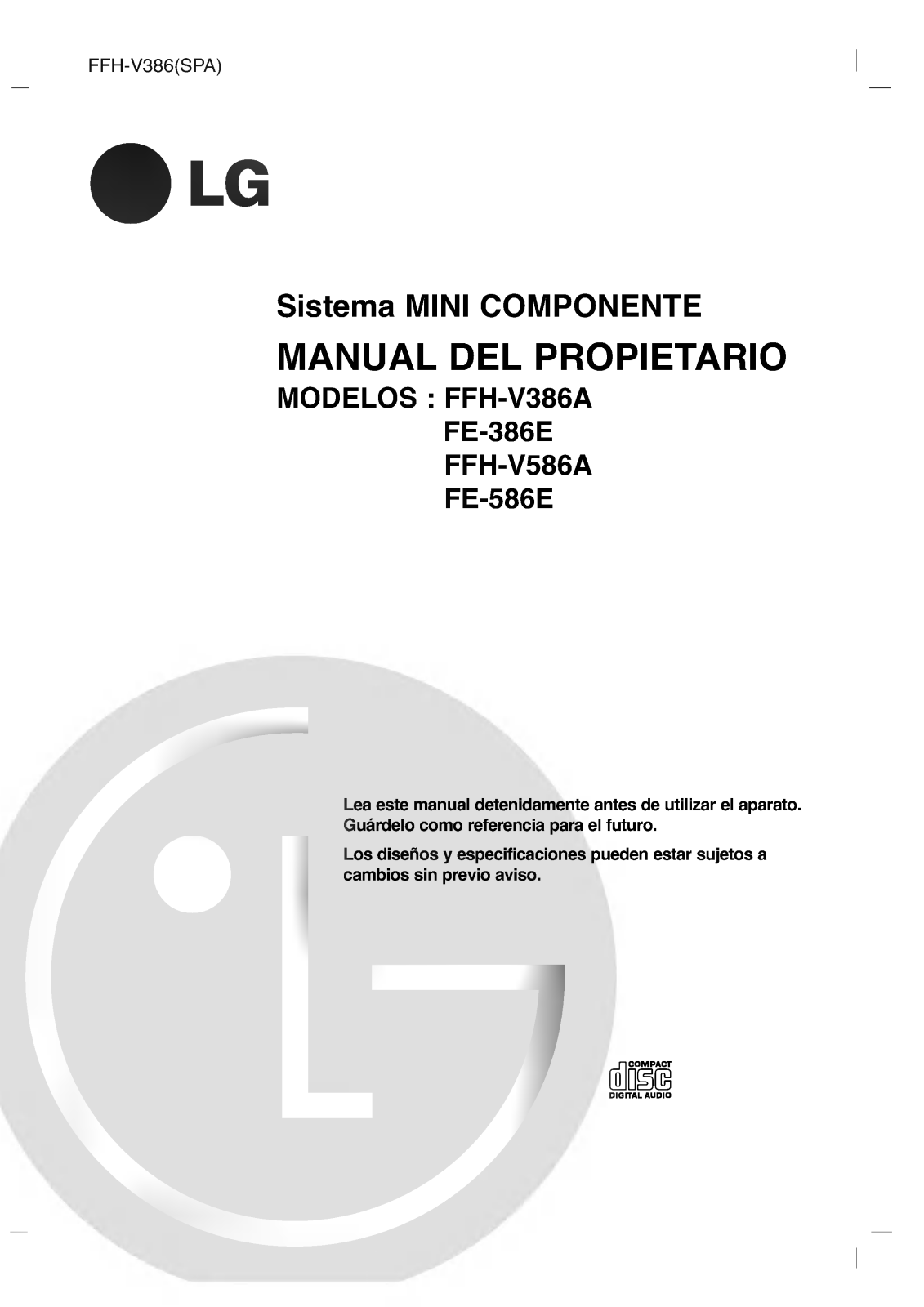 LG FFH-V586A Owner's manual