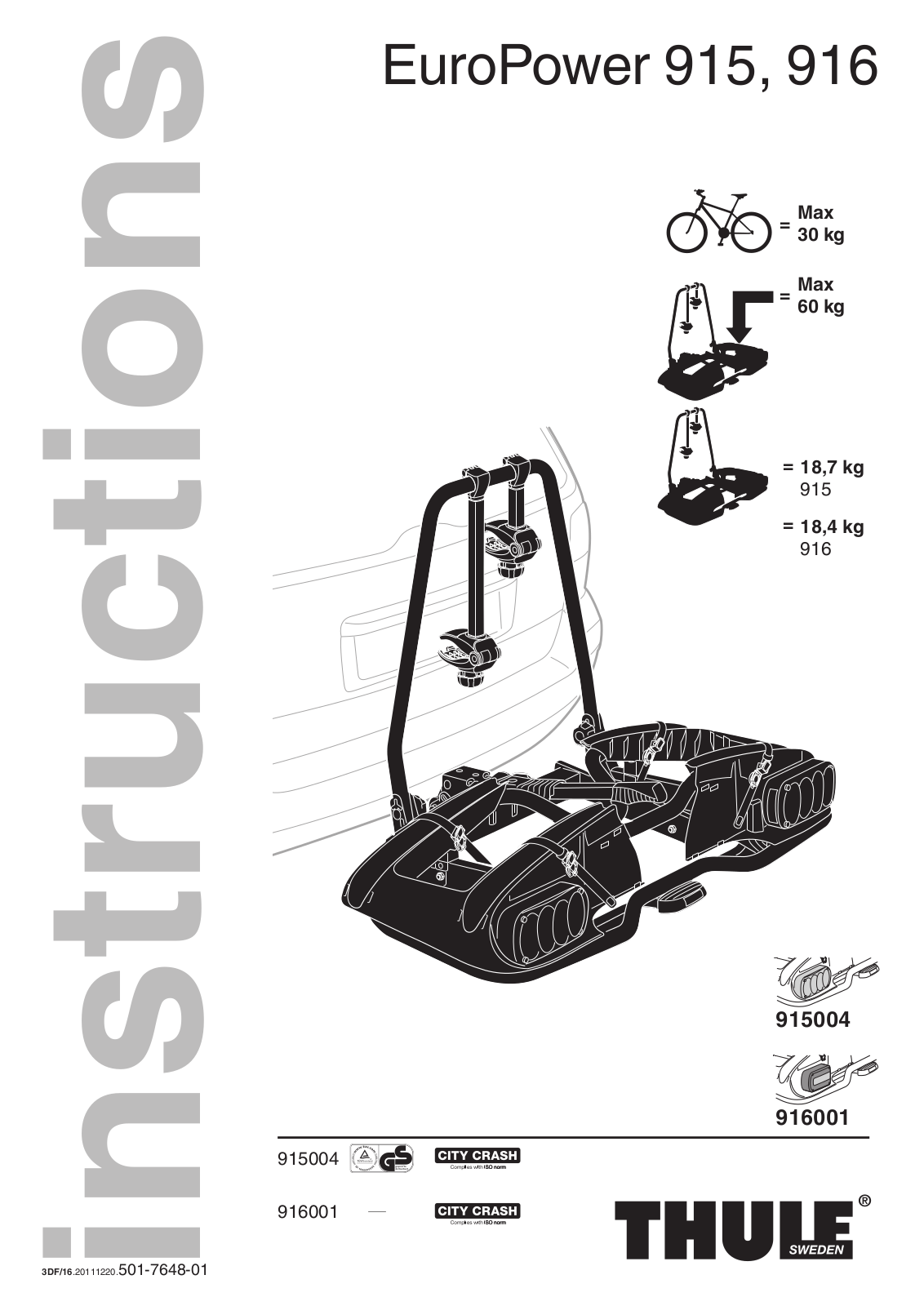 Thule EuroPower 916 User Manual