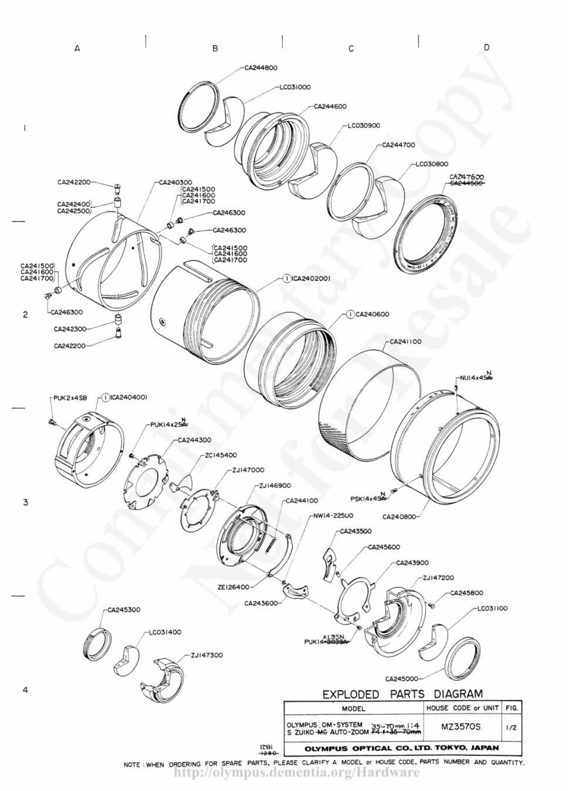 OLYMPUS 35-70mm f4 Service Manual