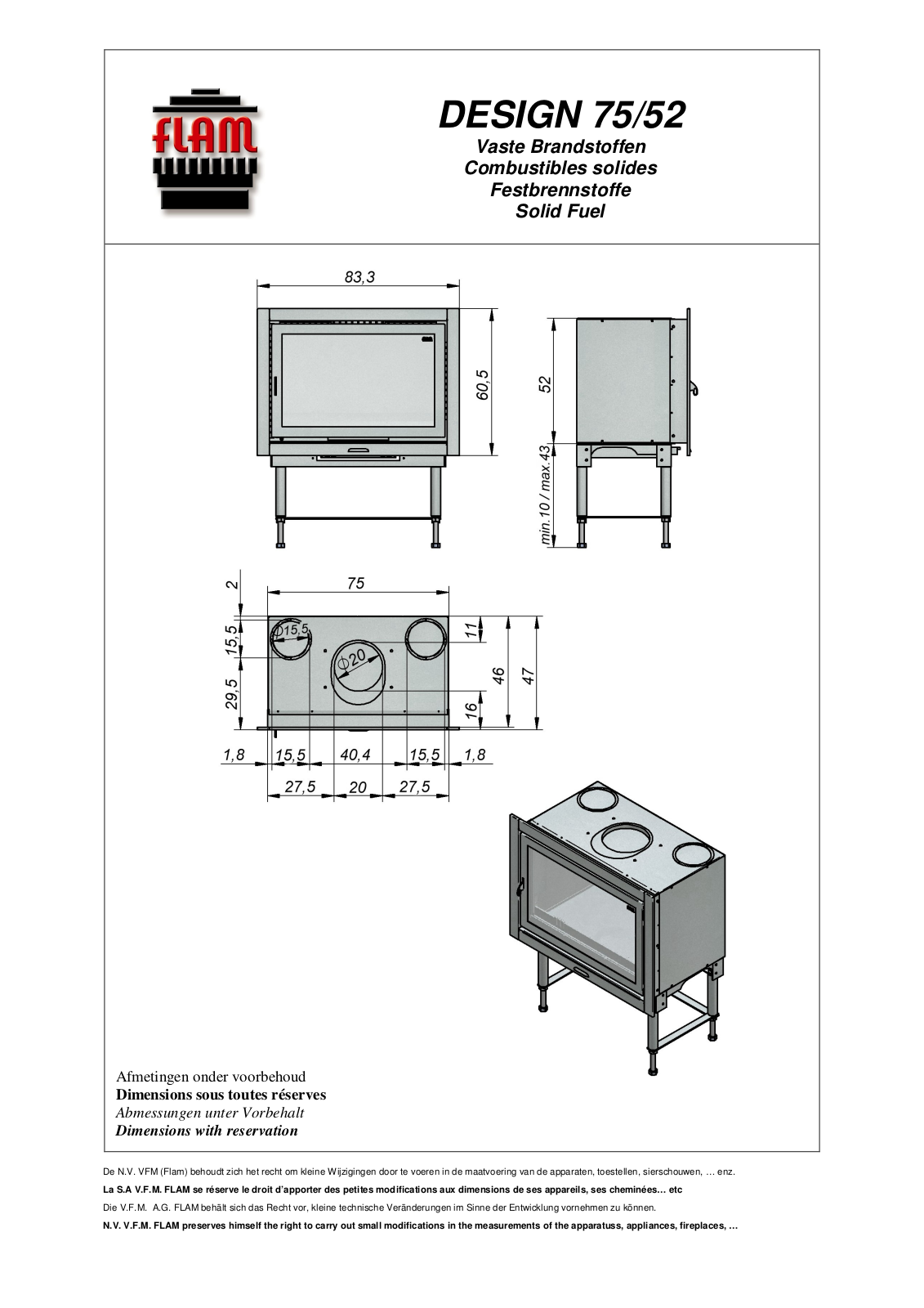 Flam DESIGN 75-52 DIMENSIONS - ManualMachine.com