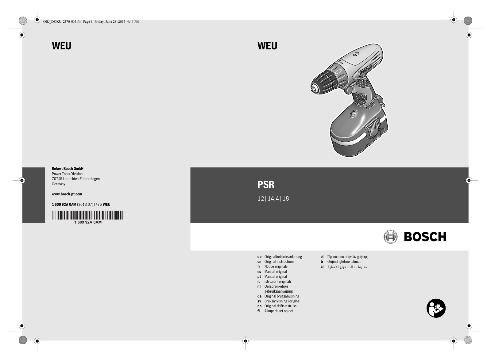 BOSCH PSR 14.4V User Manual