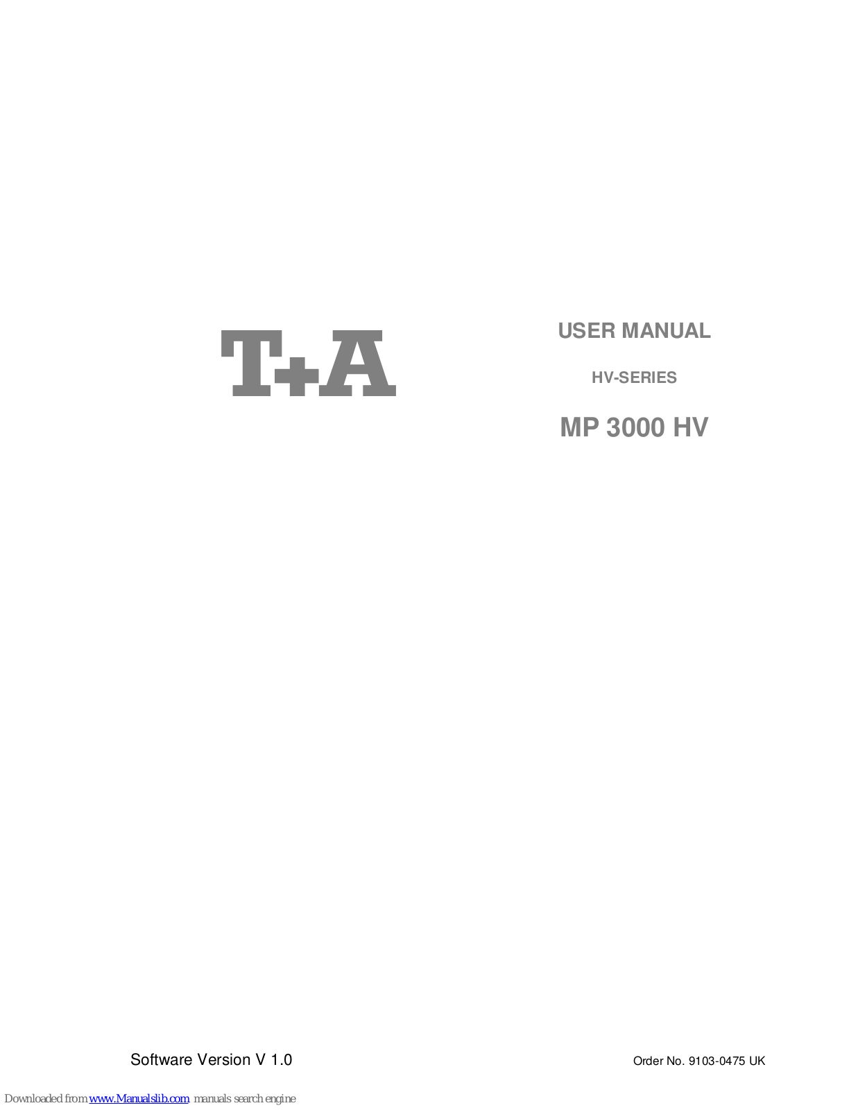 T+A MP 3000 HV User Manual