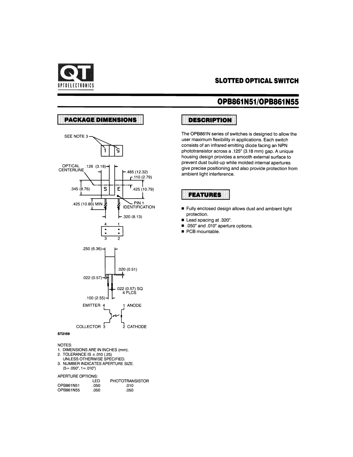 QT OPB861N51, OPB861N55 Datasheet