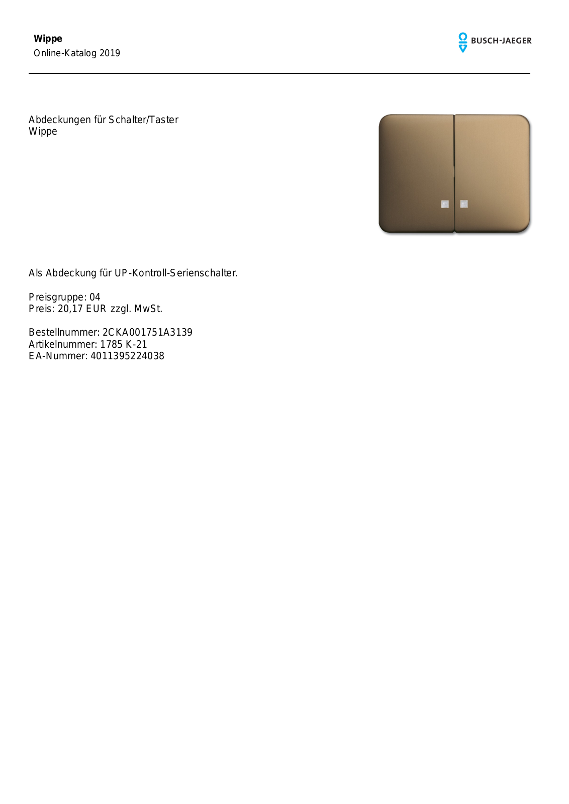 Busch-Jaeger 1785 K-21 User Manual - ManualMachine.com