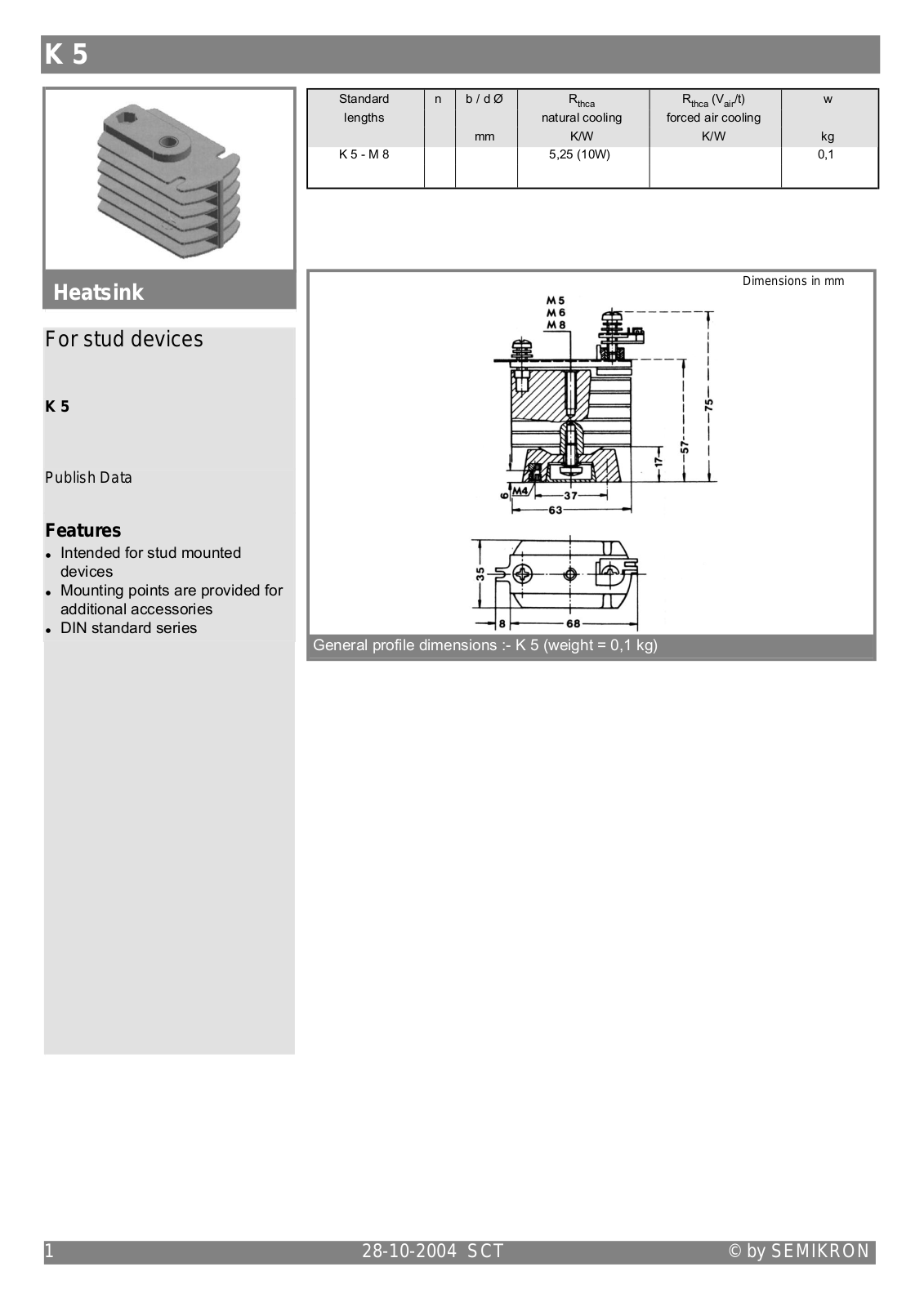 SEMIKRON K 5 Technical data