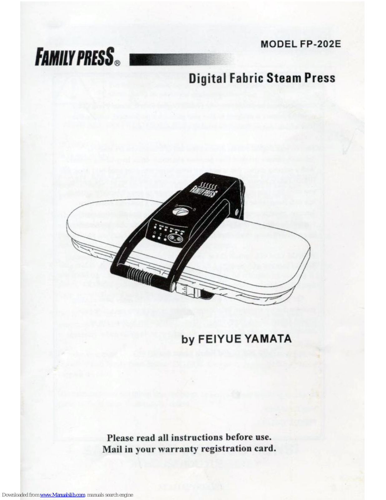 Feiyue Family Press FP-202E Instructions Manual