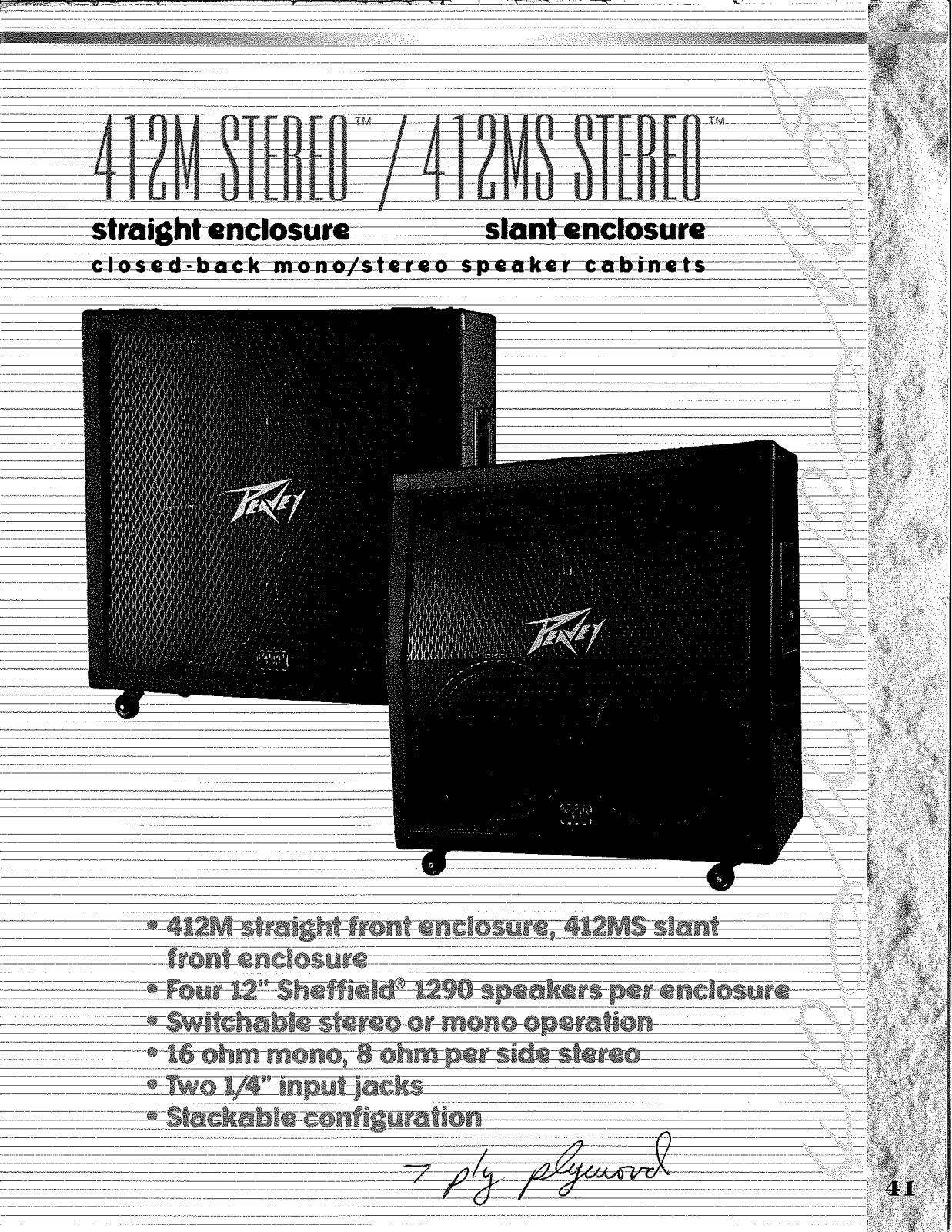 Peavey 412MS STEREO, 412M STEREO DATASHEET