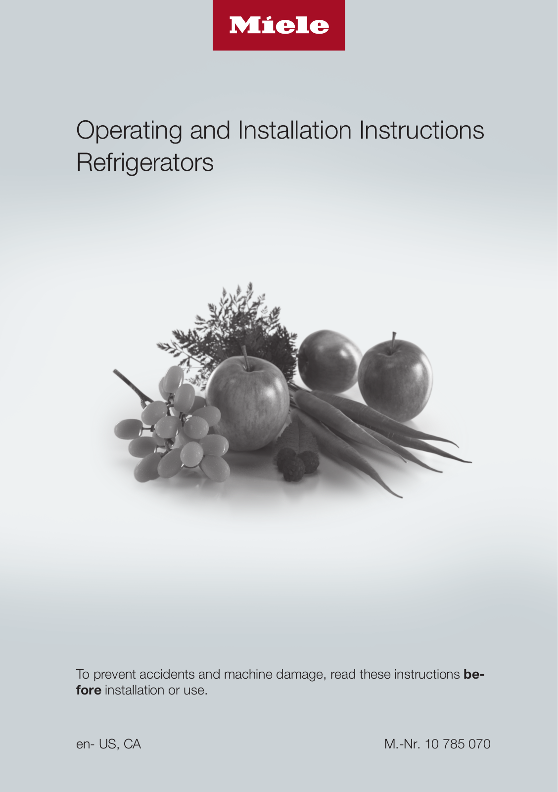 Miele K2611VI Installation manual