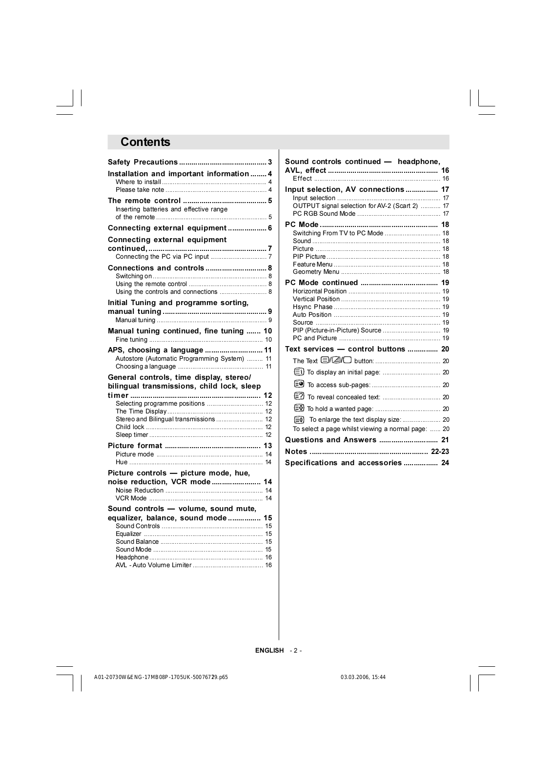 Toshiba 20WL56 User Manual