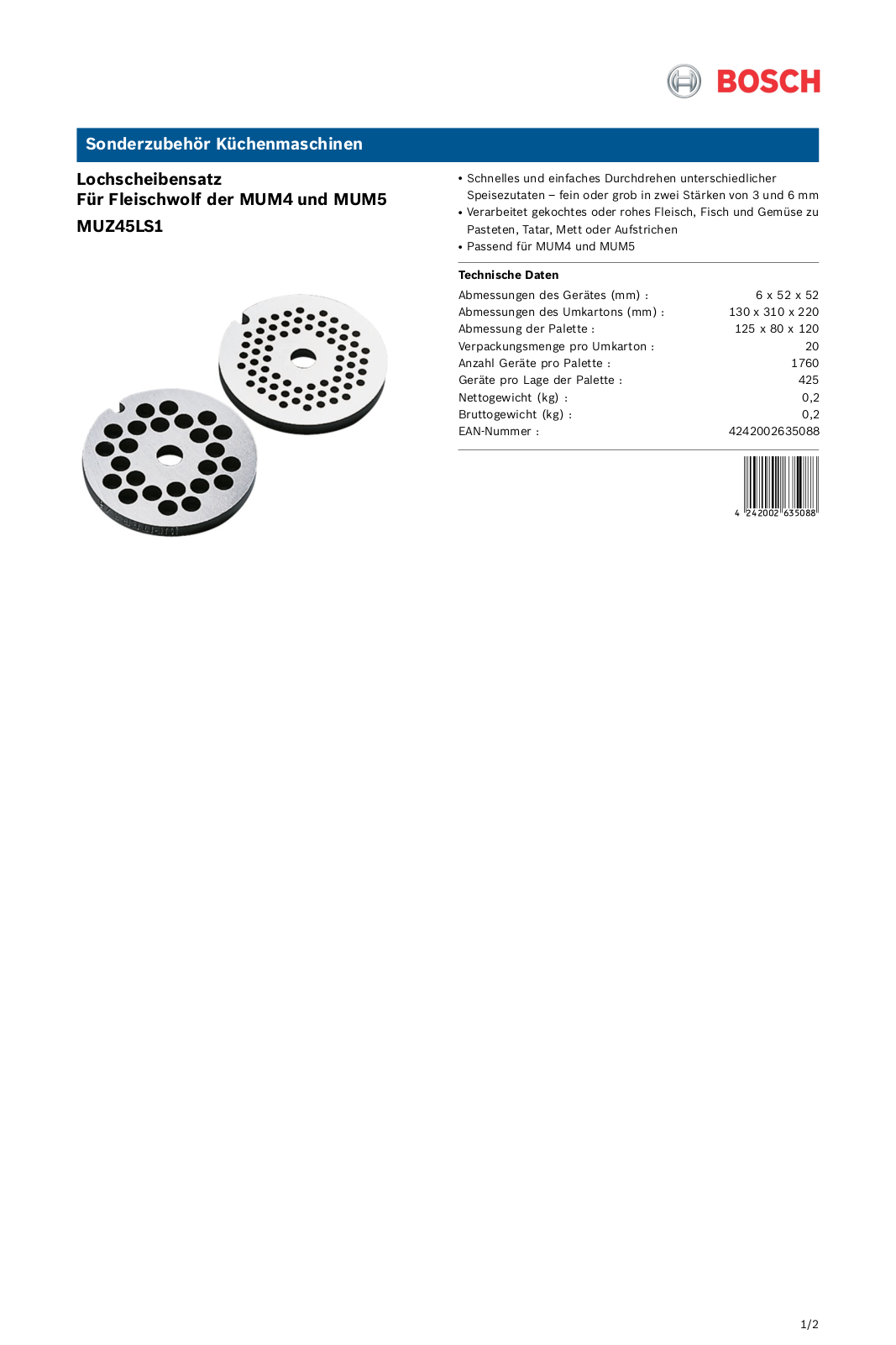 Bosch MUZ45LS1 User Manual