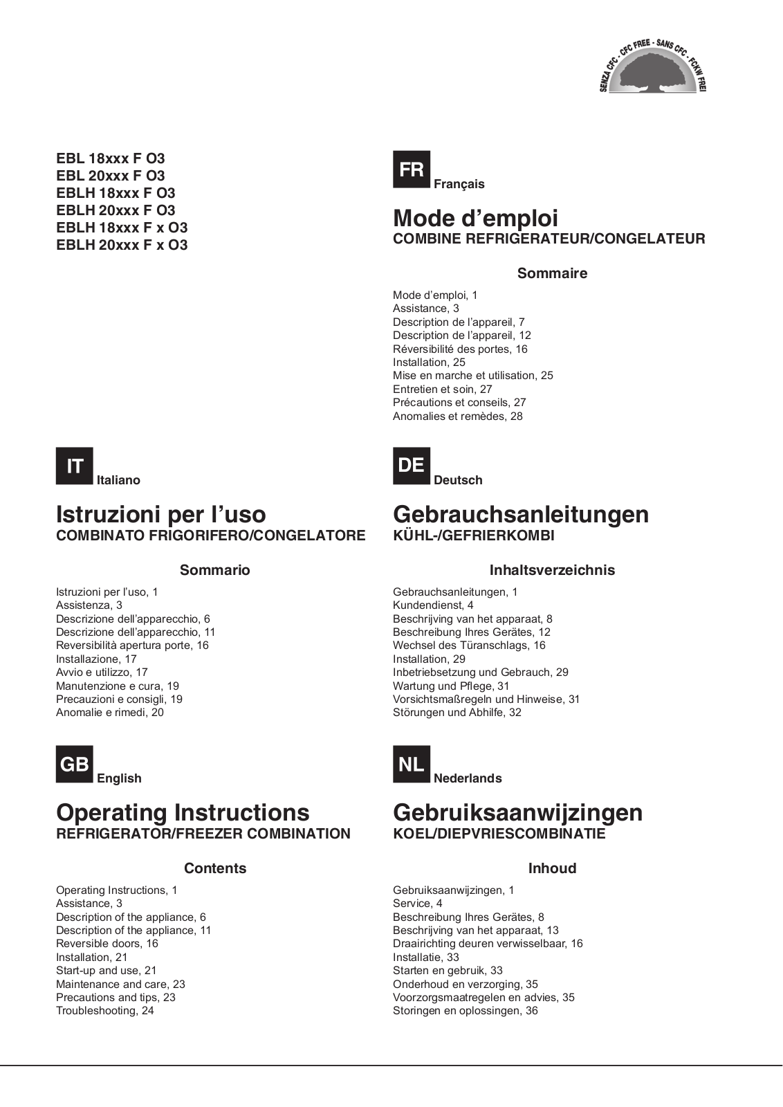 Hotpoint EBLH 18321 F O3, EBLH 18311 F O3 User Manual