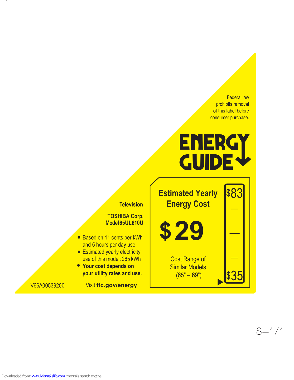 Toshiba 65UL610U Energy Manual