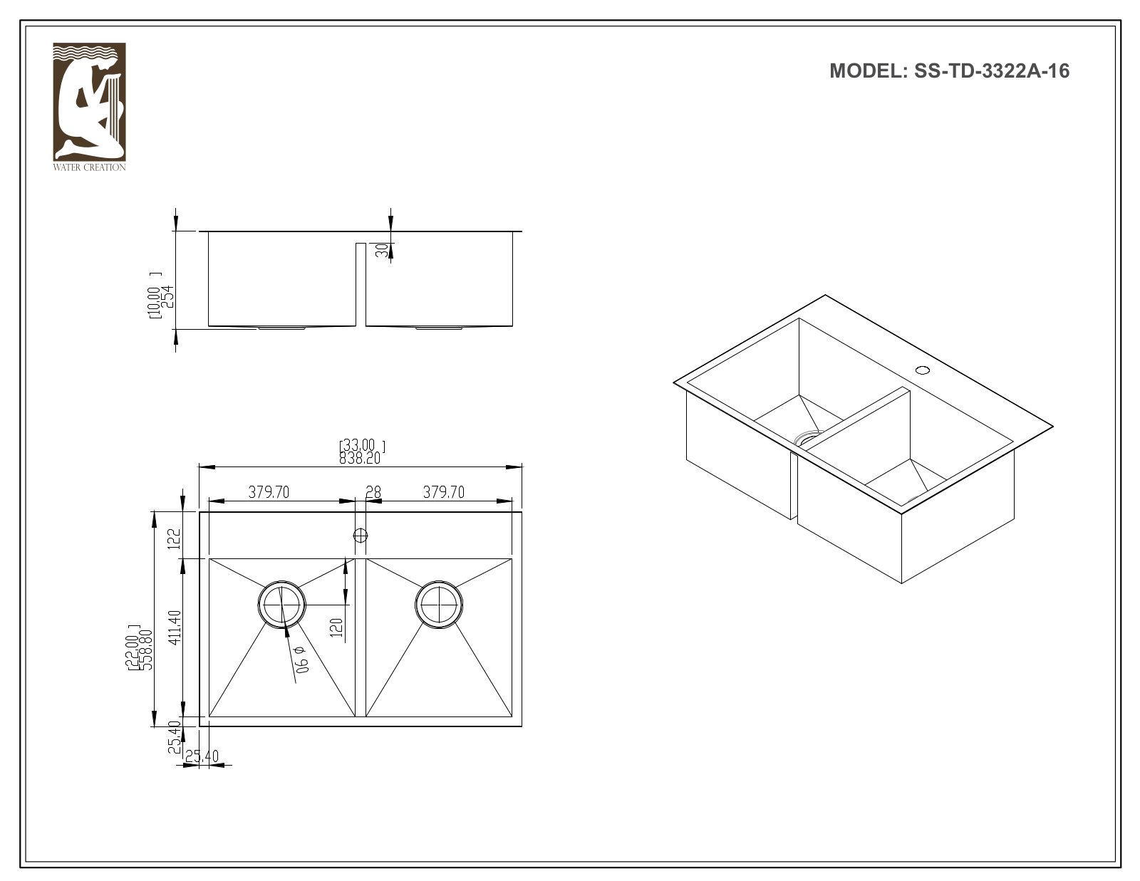 Water Creation SSTD3322A16, SSSTD3322A, SSSGTD3322A, SSTD3322A, SSSTD3322A16 User Manual