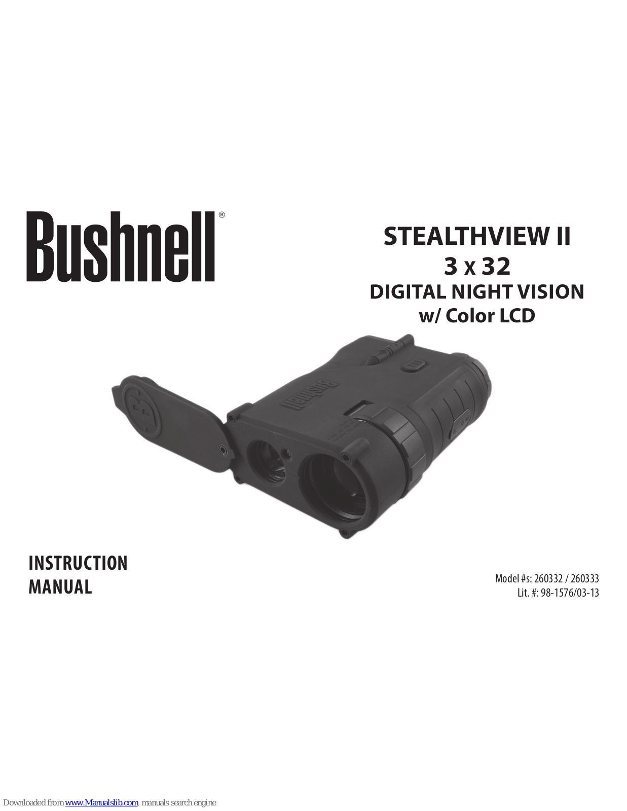 Bushnell 260333, STEALTHVIEW II 260332, STEALTHVIEW II 260333 Instruction Manual