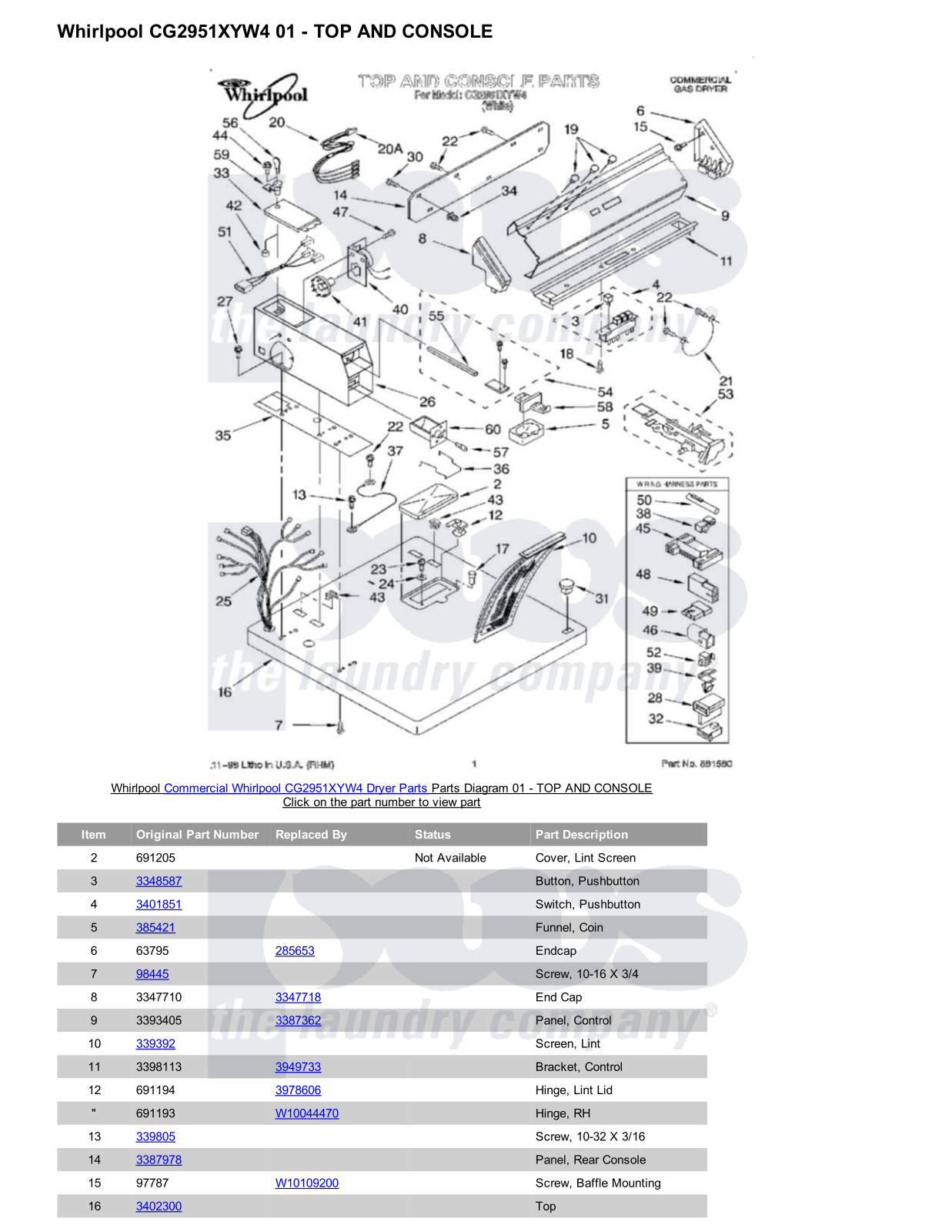 Whirlpool CG2951XYW4 Parts Diagram