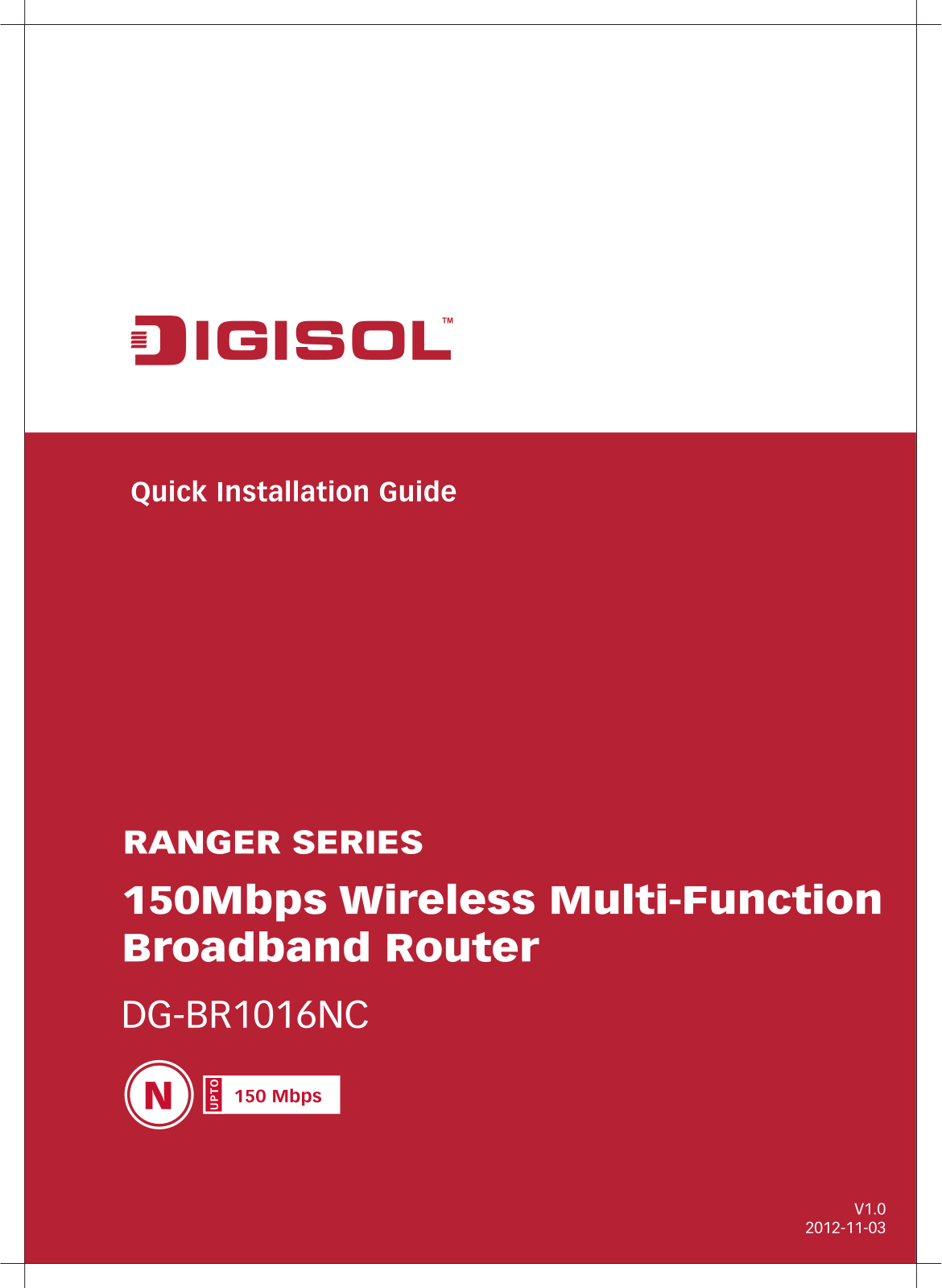 DIGISOL DG-BR1016NC Quick Install Guide