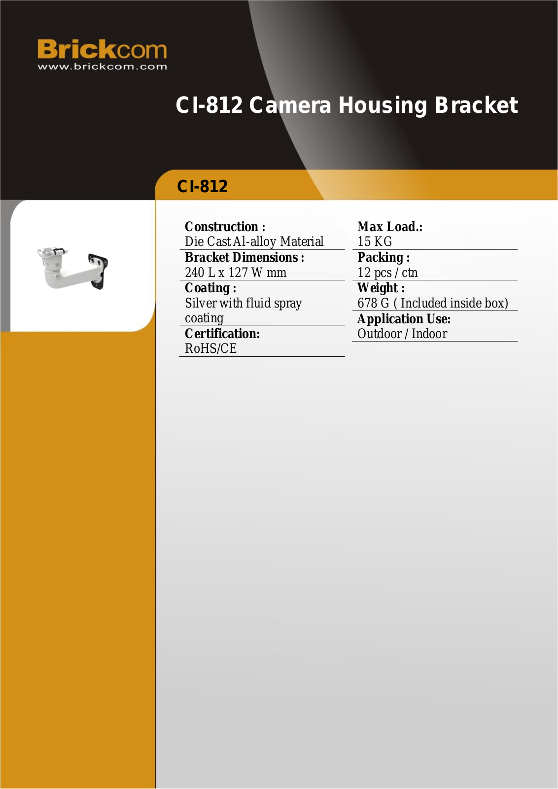 Brickcom CI-807, CI-812 Specsheet