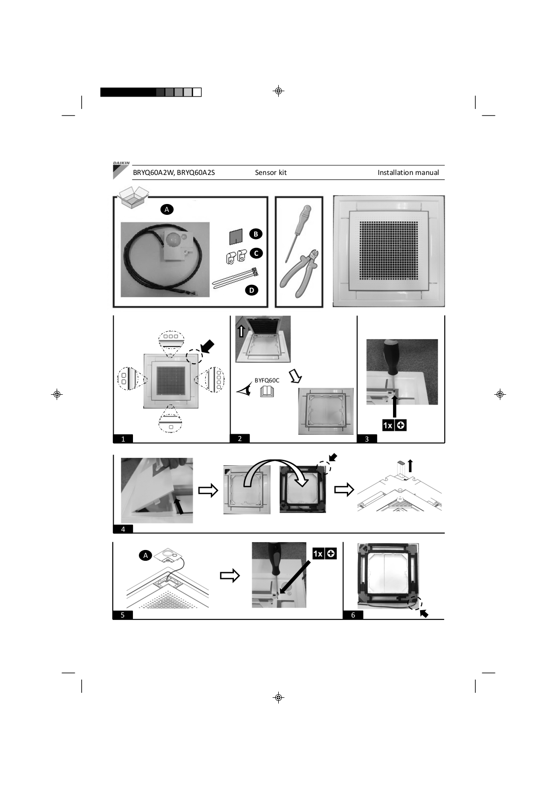 Daikin BRYQ60A2W, BRYQ60A2S Installation manuals