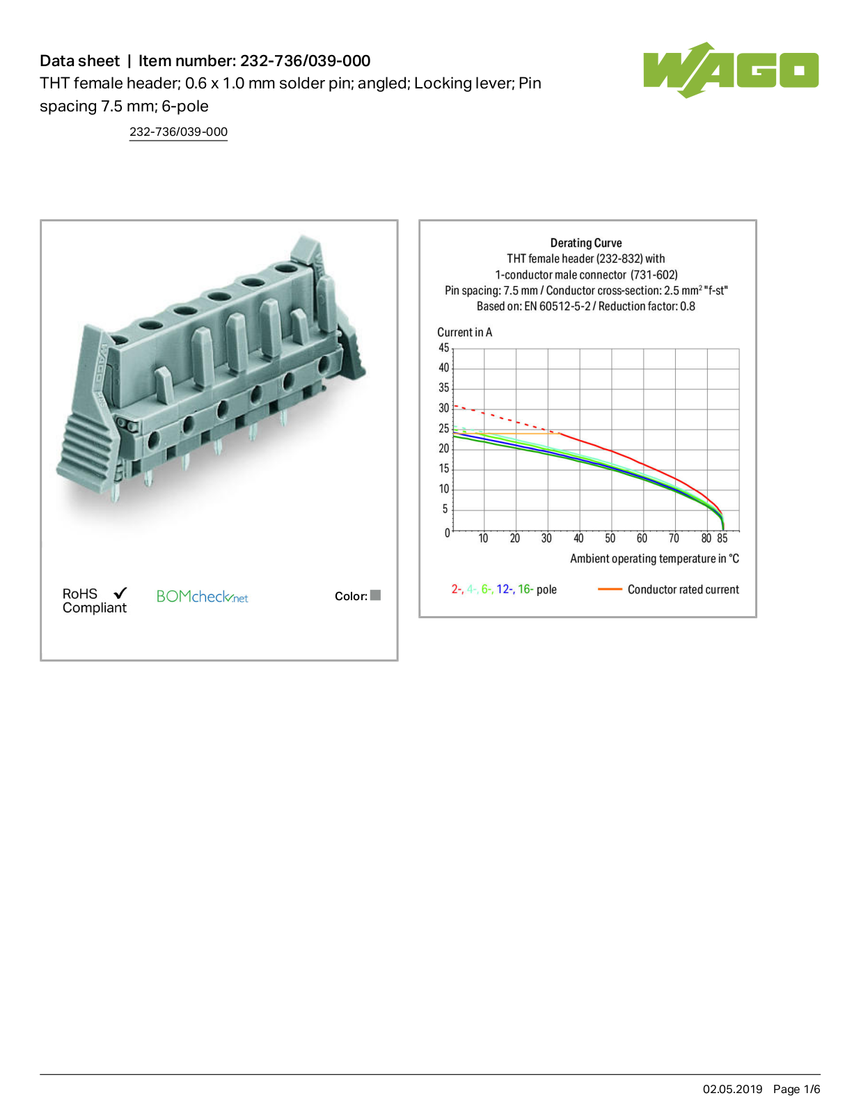 Wago 232-736/039-000 Data Sheet