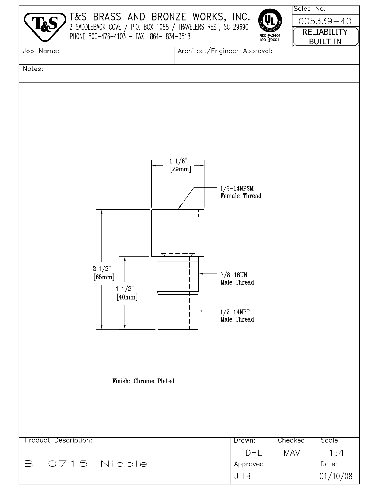 T&S Brass 005339-40 User Manual