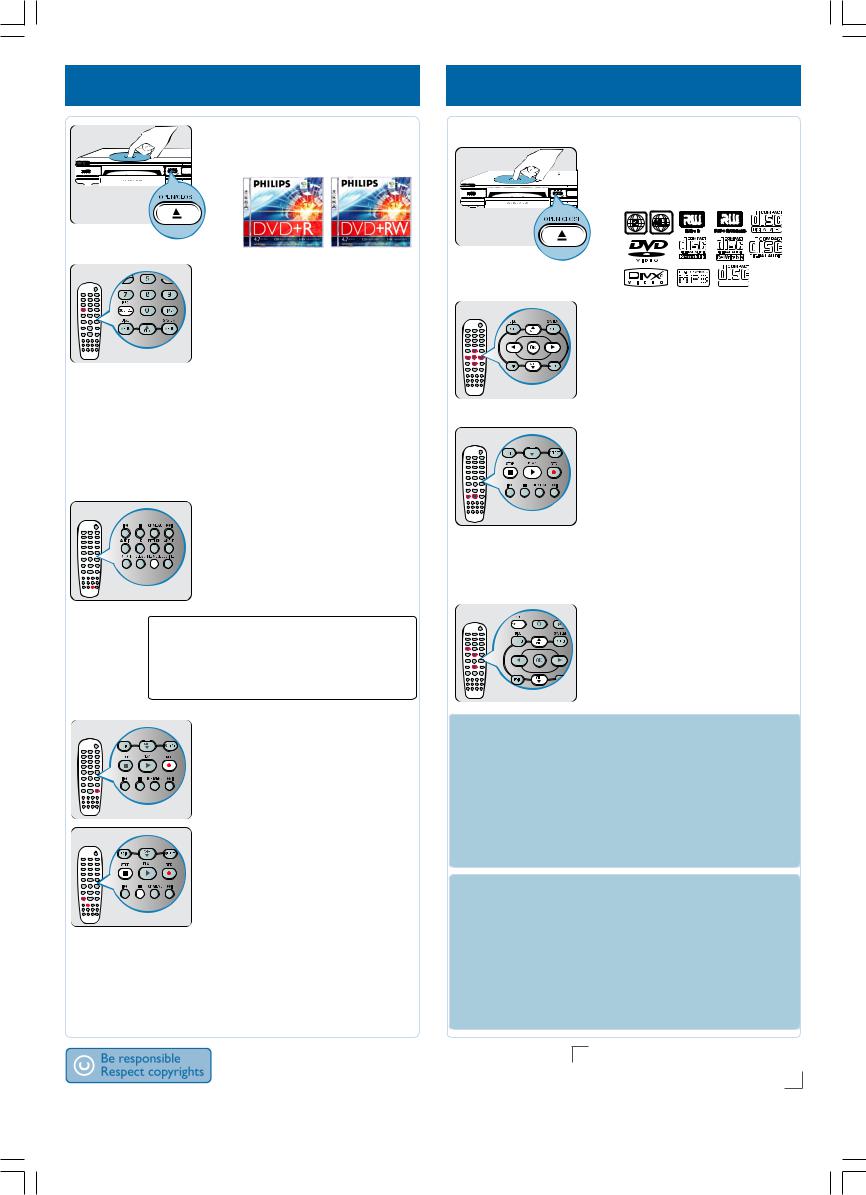 Philips DVDR3355 Getting Started Guide