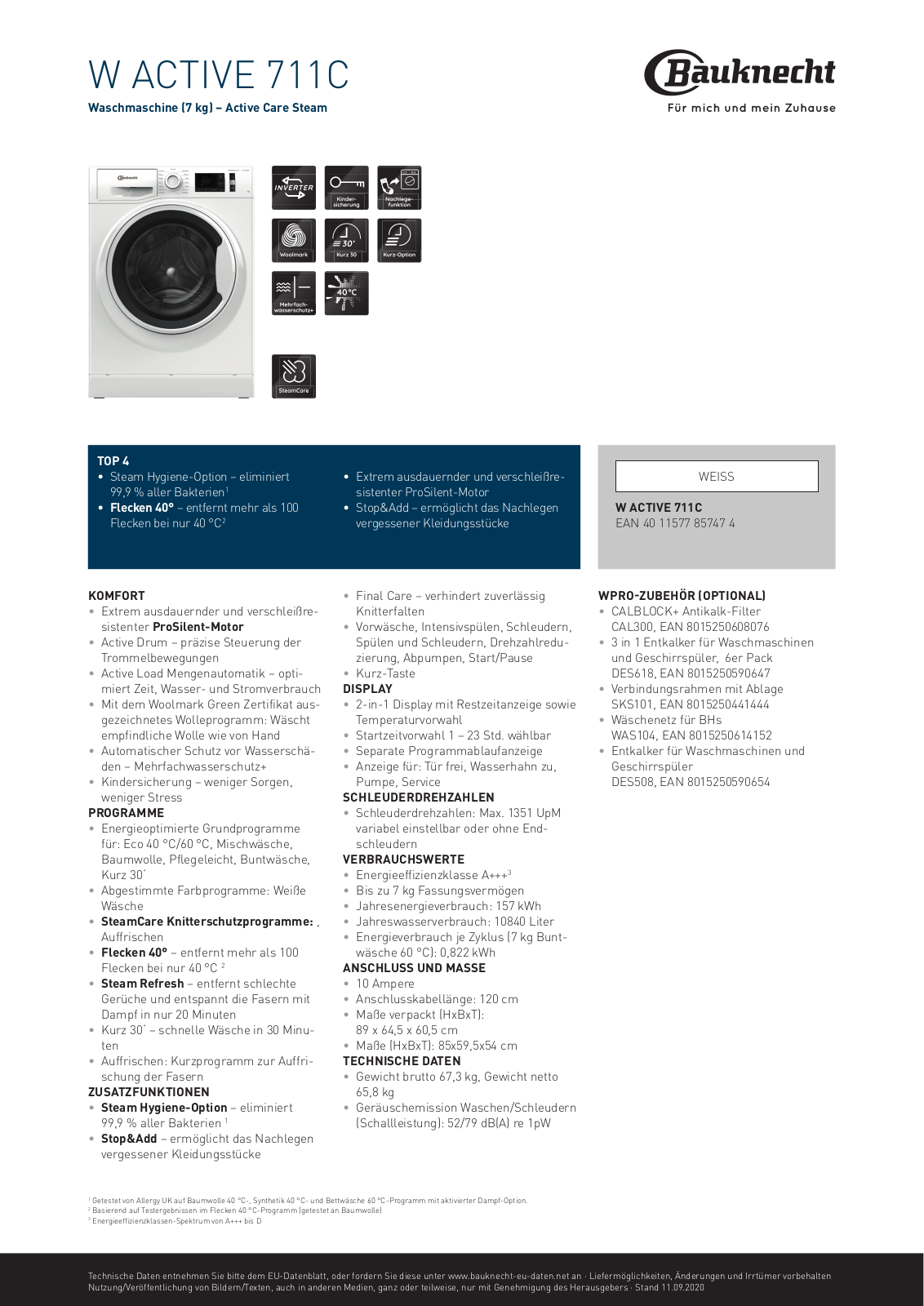 Bauknecht W Active 711C User Manual