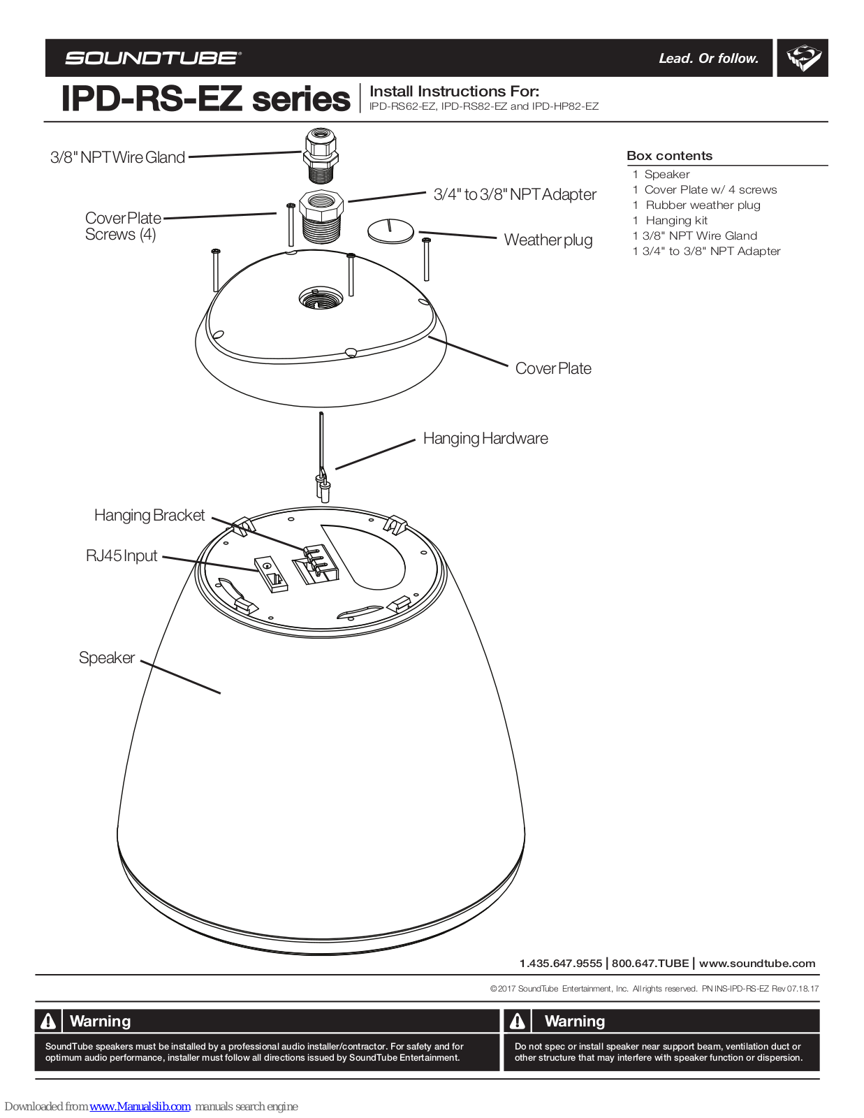 SoundTube IPD-RS62-EZ, IPD-HP82-EZ, IPD-RS82-EZ Install Instructions Manual