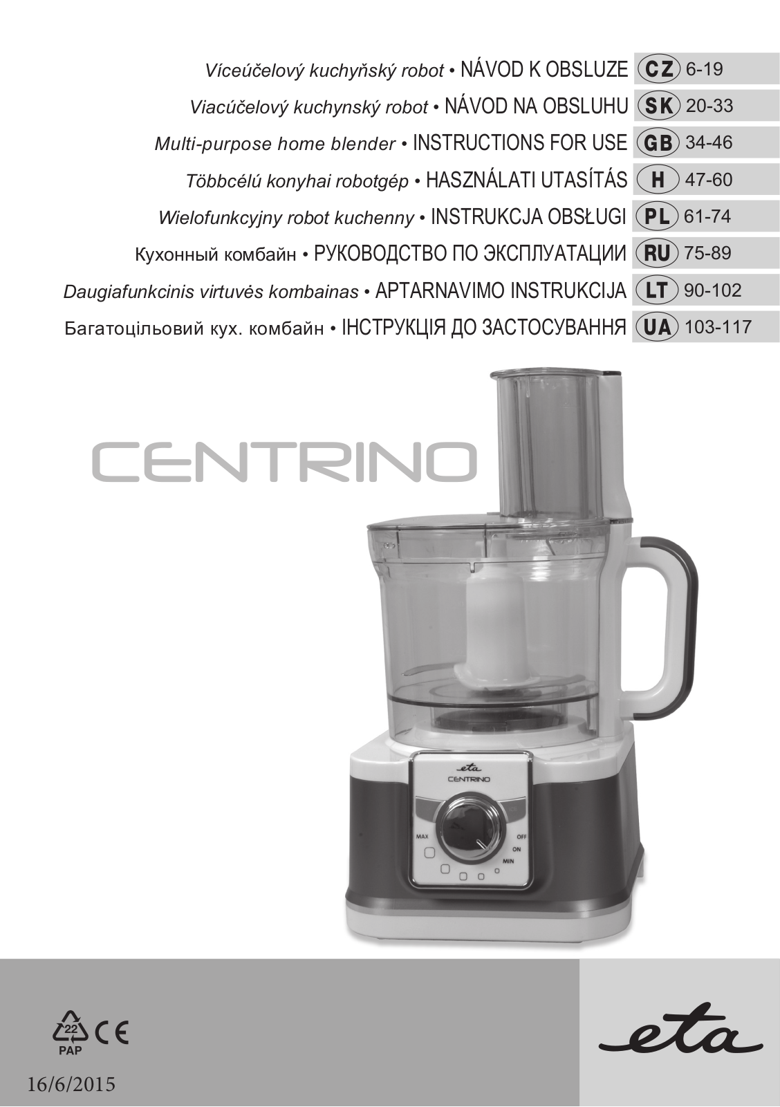 ETA Centrino 0029 90100 User Manual