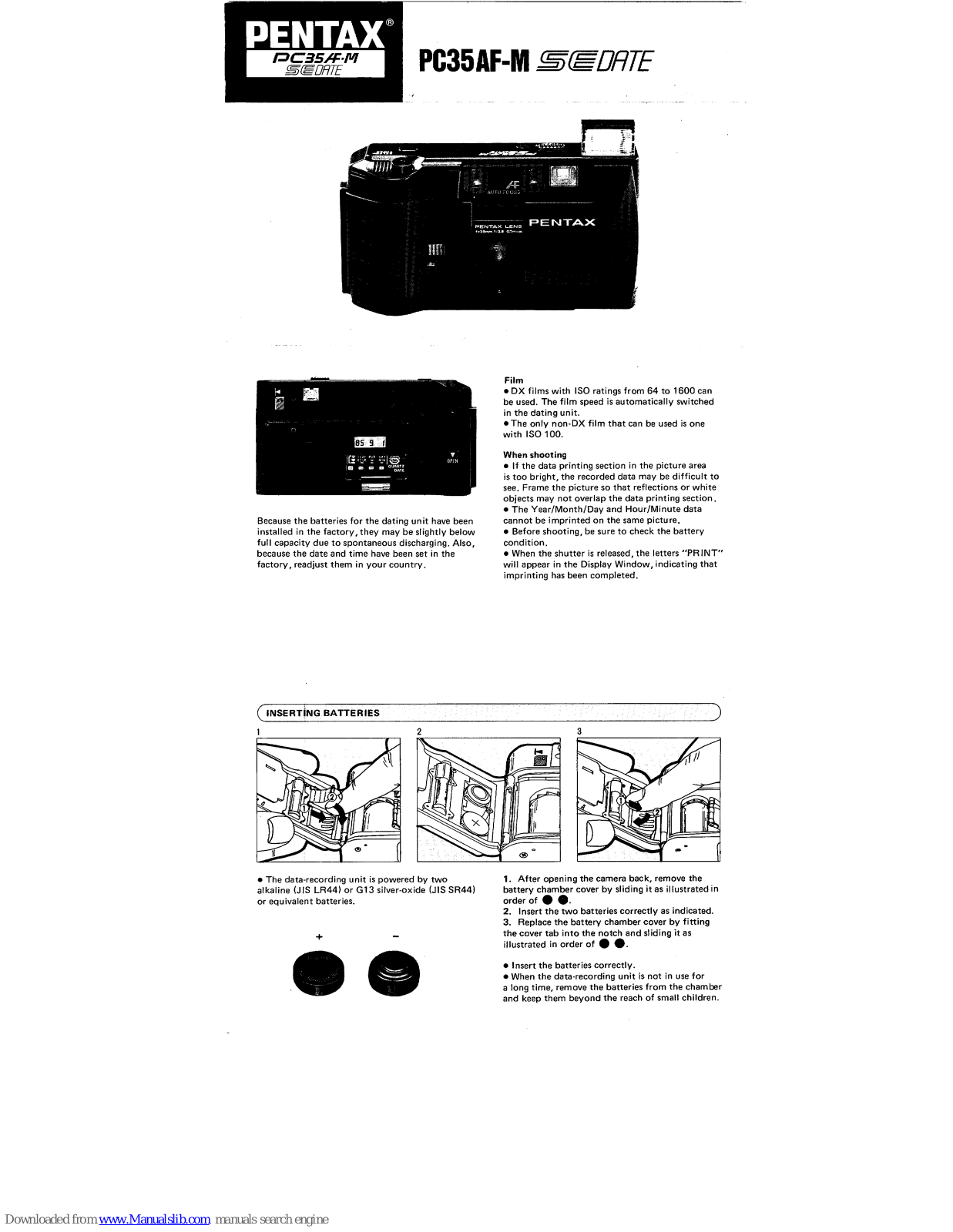 Pentax PC35AF-M SE Date User Manual