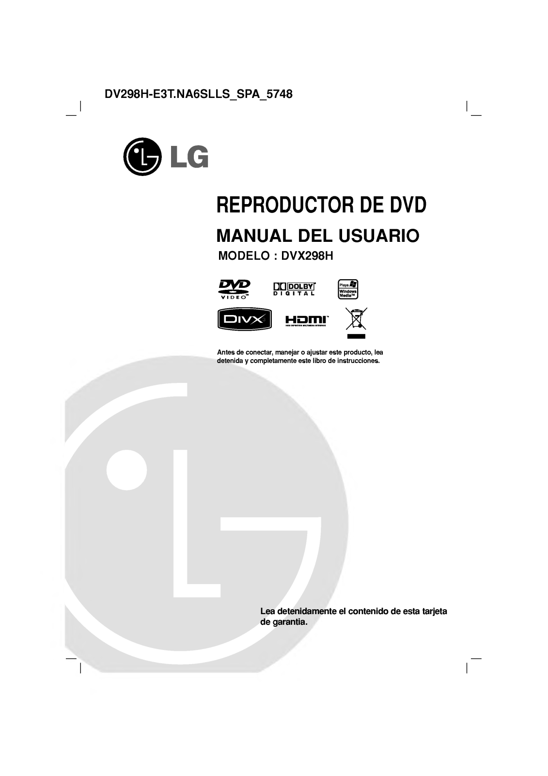 Lg DV298H User Manual