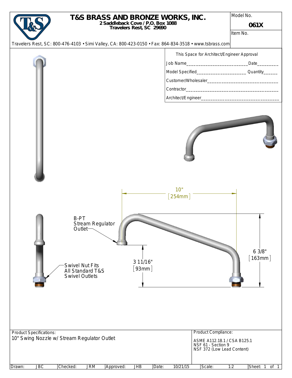 T & S 061X Instruction/Installation Manual - ManualMachine.com