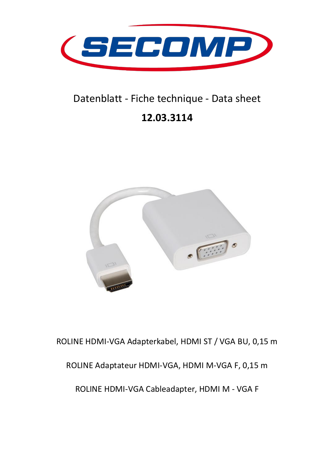 ROLINE 12033114 Datasheet - ManualMachine.com