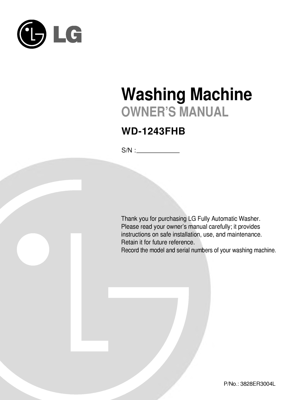 LG WD-1243FHB User Manual