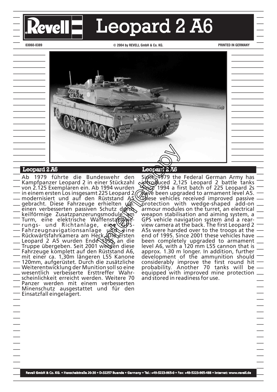 REVELL Leopard 2 A6 EX User Manual