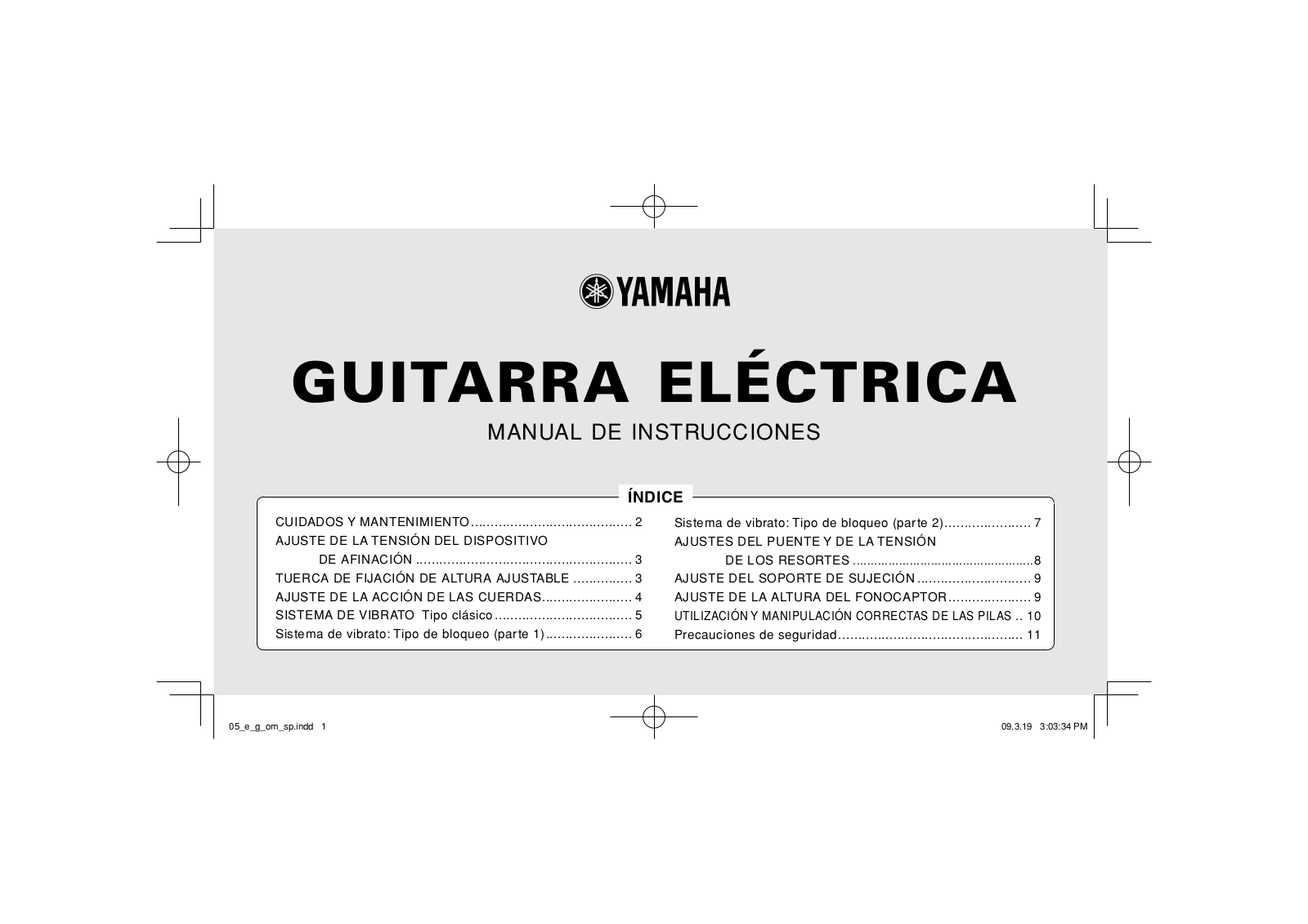 Yamaha ELECTRIC GUITAR User Manual