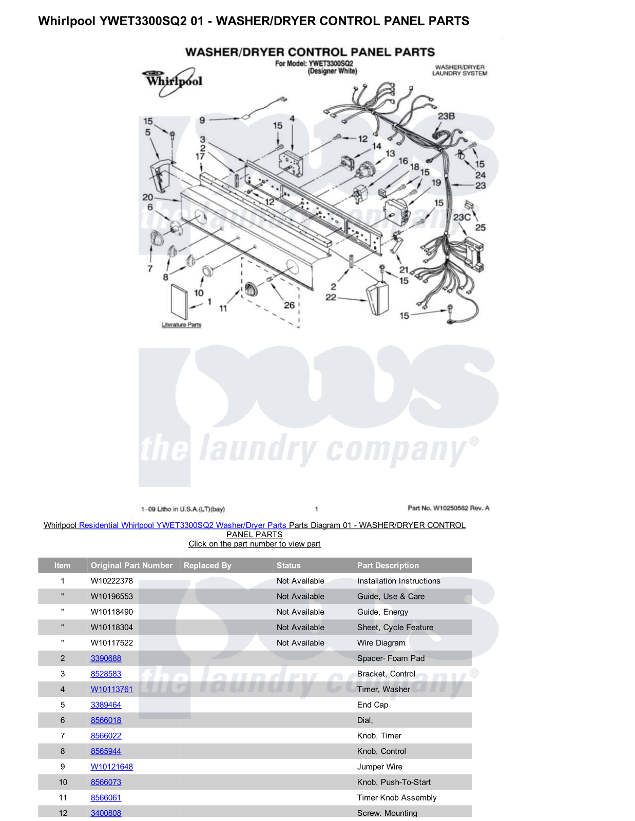 Whirlpool YWET3300SQ2/Dryer Parts Diagram