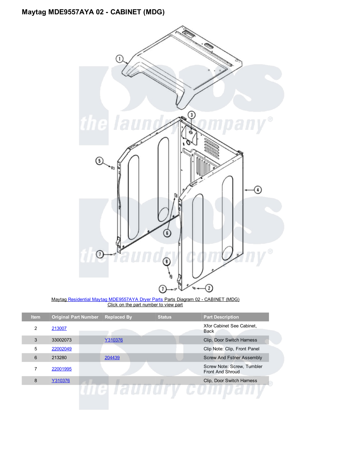 Maytag MDE9557AYA Parts Diagram