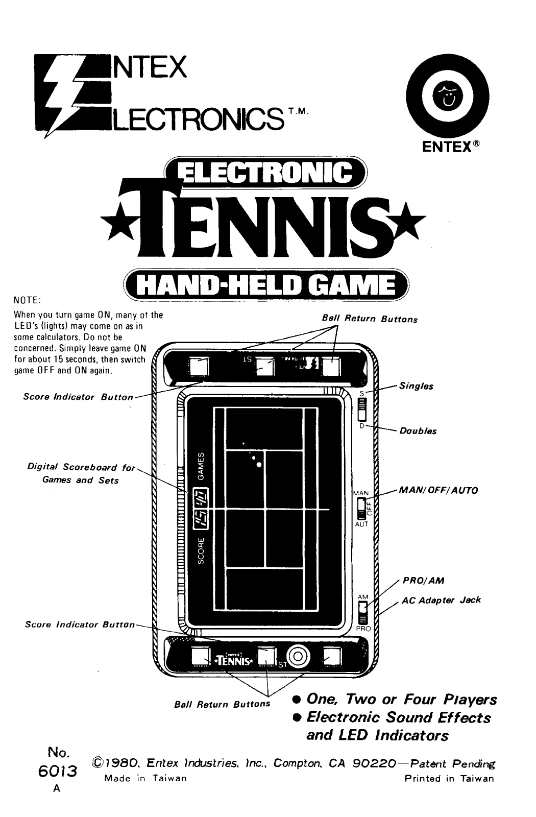 Entex Tennis User Guide