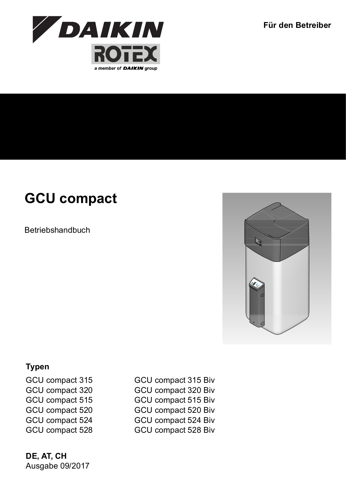 Daikin GCU compact 315, GCU compact 320, GCU compact 515, GCU compact 520, GCU compact 524 Operation manuals