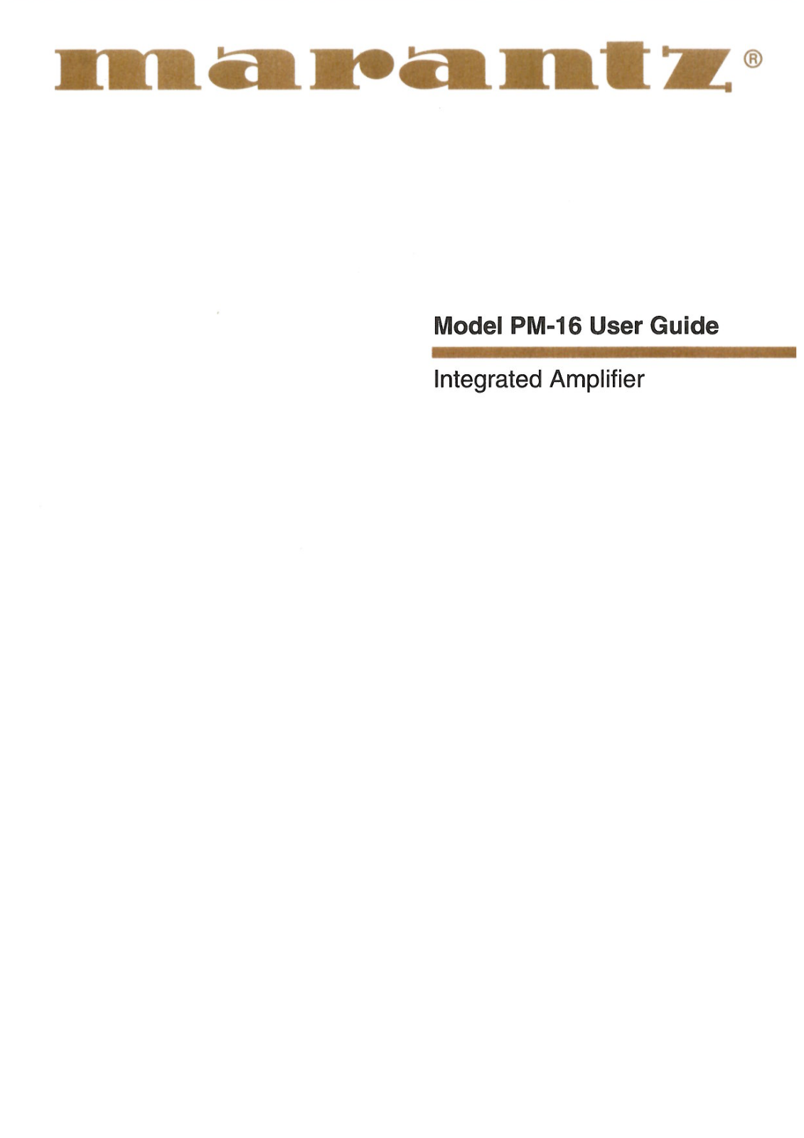 Marantz PM16 user guide