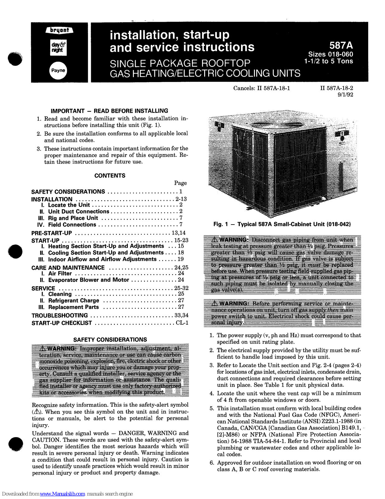 BDP 587A Installation, Start-up And Service Instructions Manual - ManualMachine.com