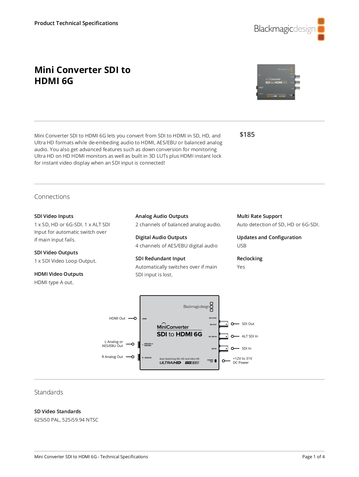 Blackmagic Mini Converter SDI to HDMI 6G User Manual